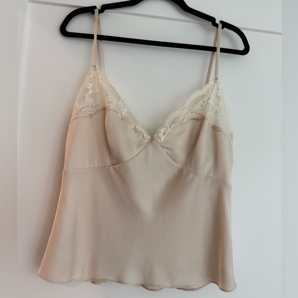 Reformation Cream Lace Trim Camisole